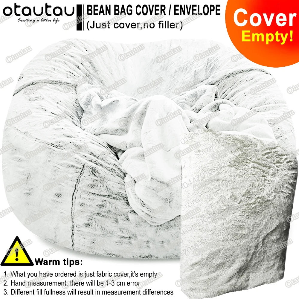 OTAUTAU Velvet Giant Bean Bag Chair Outside Slipcover/Size: 200cm x 230cm(78''dia)/Colors-Gray/White/Pink