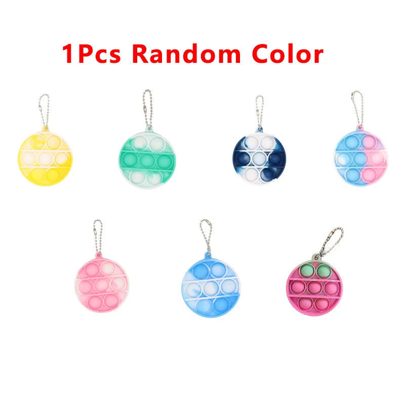 Multiple Shapes Mini Keychain Pinch Music Silicone Push Pops Rainbow Sherbet Ice Cream Colors Fidget Toys/Colors-Pink/Multicolor/Ages: 18 + Years Older
