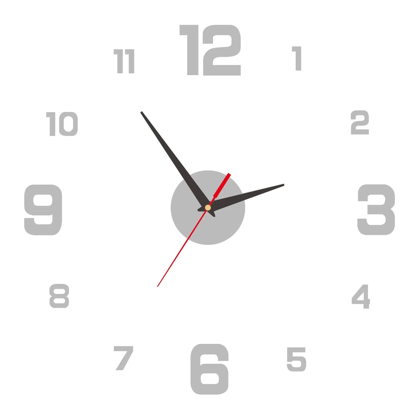 3D Acrylic Antique Style Circular Frameless Wall Clock Stickers/Colors-Black/Gray