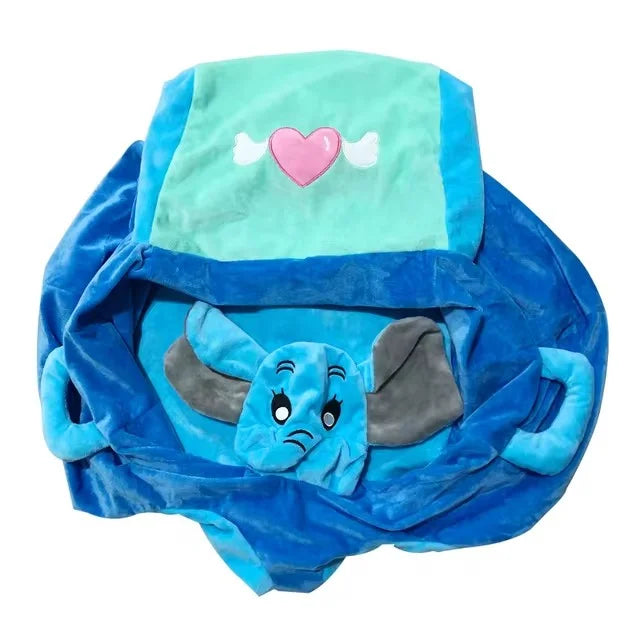 Babies-Toddlers Soft Plush Velvet Fabric Upholstered Padded Electric Embroidery Cute Cartoon Animal Images Anti-Slip Bottom Supported Learning Seat Chairs/Colors-White/Blue/Pink/Yellow/Striped/Multicolor/Checkered/Animals