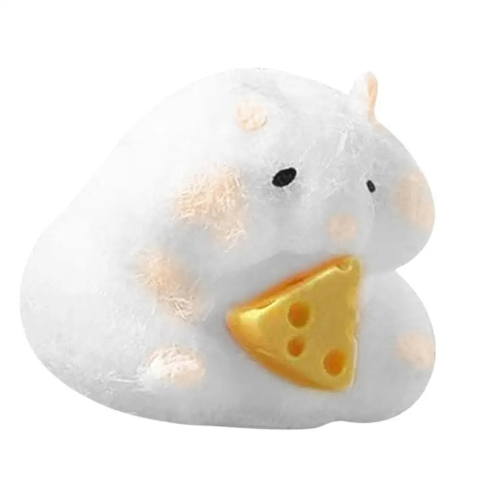 TPR Plastic Handheld Cute Hamster Face-Triangle Cheese Sensory Pinch-Squeeze Fidget Toys/Colors-Yellow/White/Ages: 6-18 + Years Older