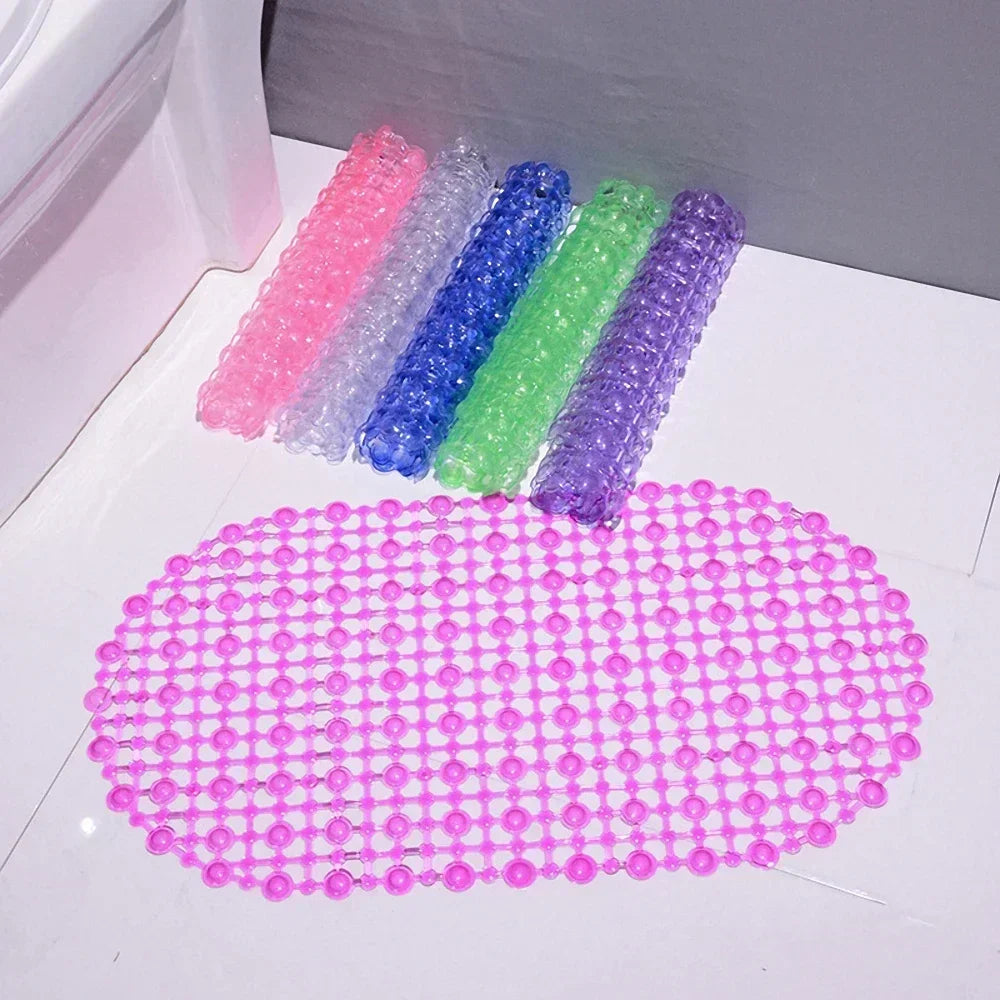 Bathroom Non-Toxic Striped-Geometric Suction Cup Shower-Bathtub PVC Non-Slip Base Mats/Size: 38x68cm/Colors/Purple/Green/White/Blue/Rose Red
