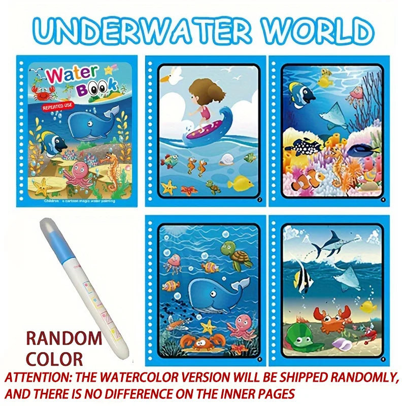 IPCBEC Kids Multicolor Plastic Magical Watercolor Picture Painting-Coloring-Drawing Cardboard Paper Reused One Copy Notebooks Coloring Books-Pads /Ages: 3-18 Years Old/Colors-Red/Blue/Green/Multicolor/Animals