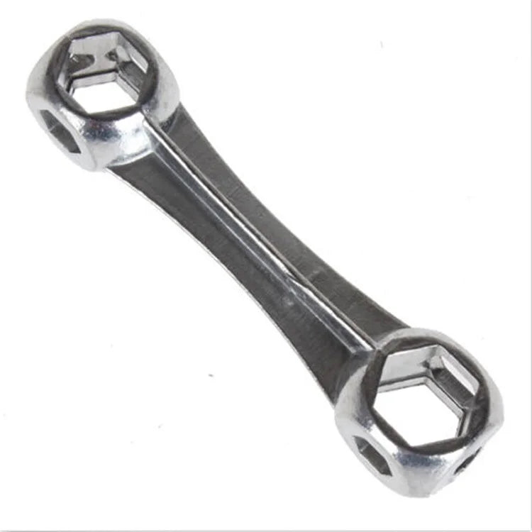 HUXUAN 10-In-1 Mini Silver Galvanized Steel Bicycle Hexagon Repair Double End Wrenches