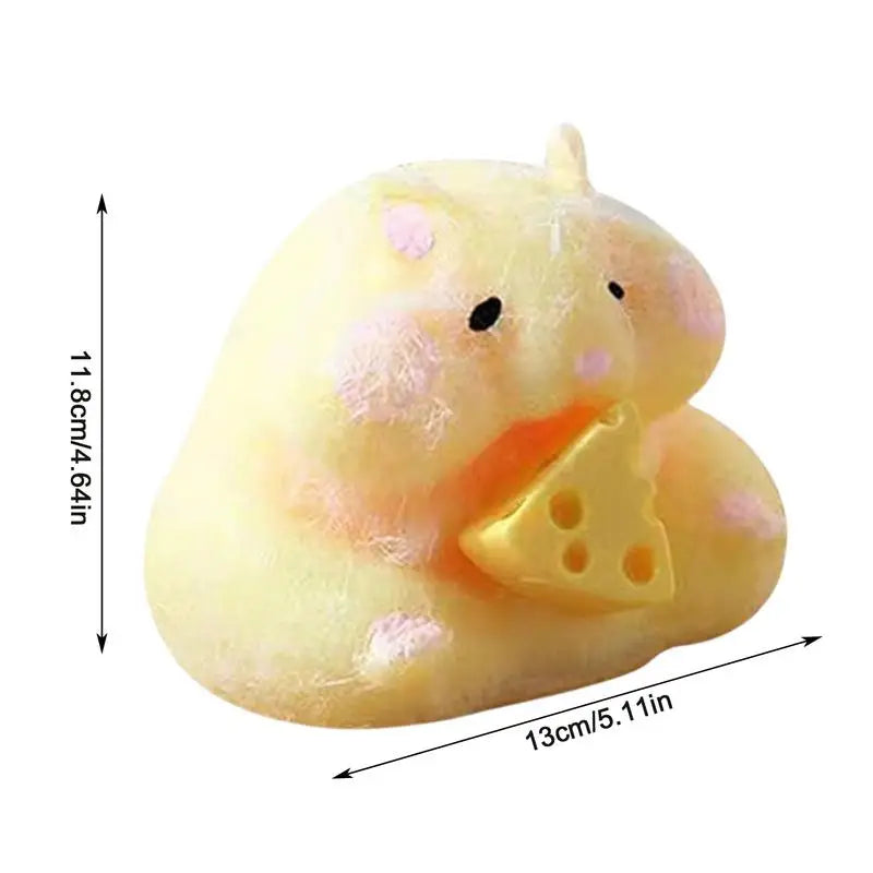 TPR Plastic Handheld Cute Hamster Face-Triangle Cheese Sensory Pinch-Squeeze Fidget Toys/Colors-Yellow/White/Ages: 6-18 + Years Older