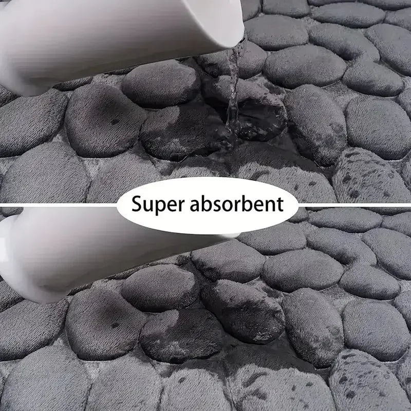 Soft Durable Memory Foam Non-Slip Printed Pebble-Like Coral Stone Design Polyester Bathroom Mats/ Colors-Grey/ Light Yellow/Russet/Size: 40x60 cm