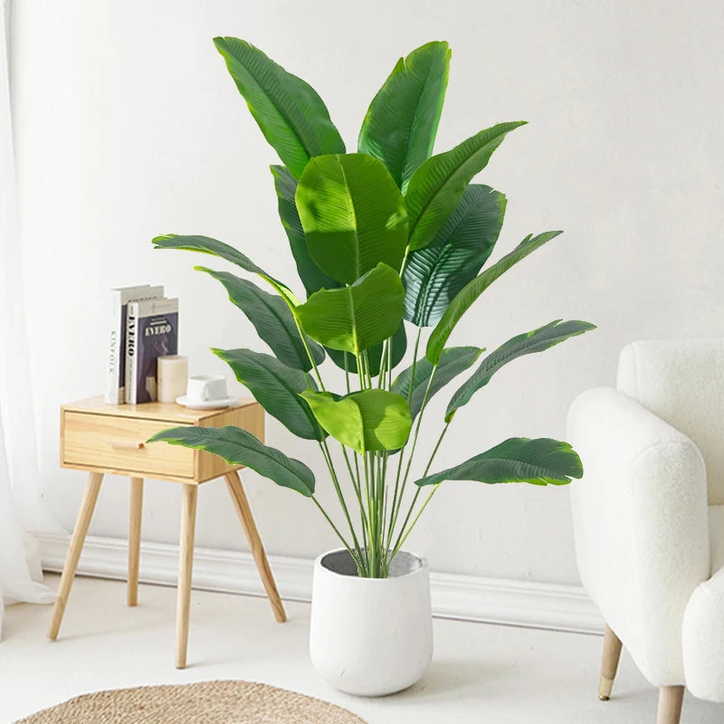 Large Non-Flowering Green Indoor Resin Plastic Artificial Monstera Tropical Palm Tree Plants