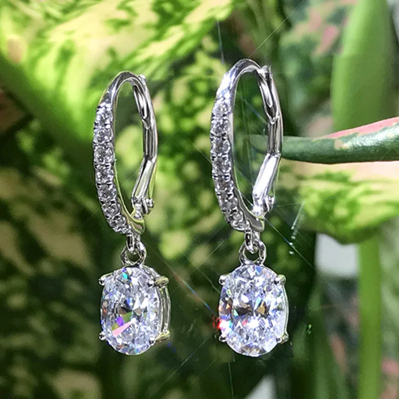 Valuable Lab Emerald Diamond Dangle Earring Jewelry 925 Sterling silver Party Wedding Drop Earrings for Women Engagement Gift