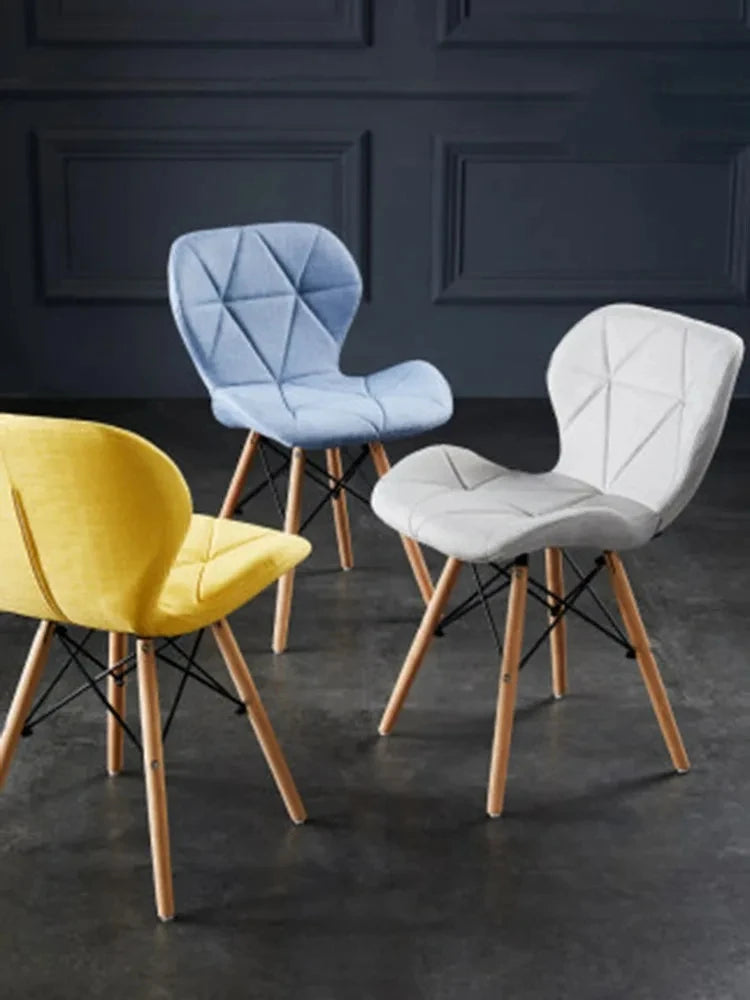 Nordic Cotton Hemp Upholstered Dining Beech Wood Legs Chairs/Colors-Purple/Red/Blue/White/Green/Yellow/Beige/Brown/Orange/Pink/Black