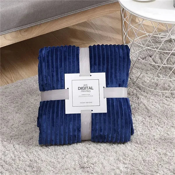 Solid Colored Striped Pattern Soft Warm Coral Fleece Polyester Flannel Blankets/Colors-Light Gray/Dark Gray/Dark Blue/Sky Blue/ Purple/ Yellow/Coffee/Pink/Khaki/Ivory/Machine Washable