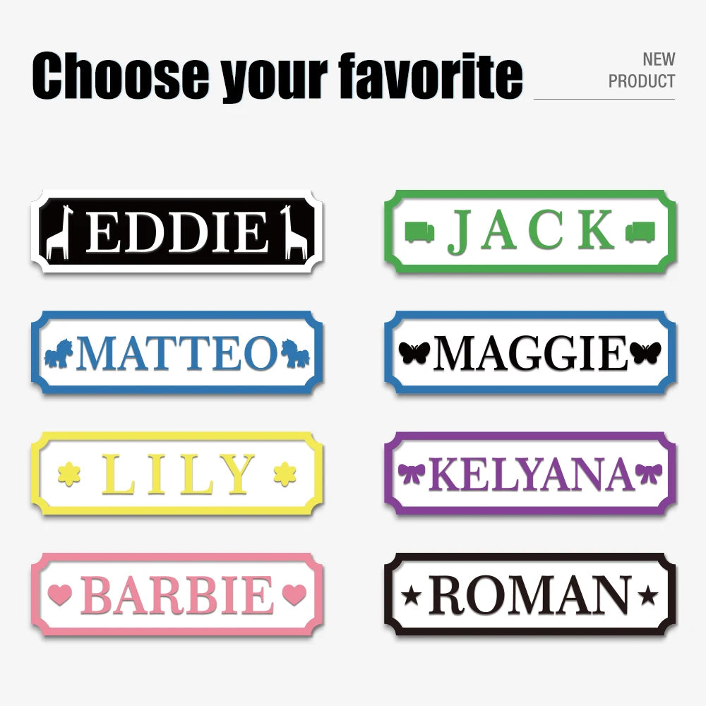 Wood Rectangle Customized Engraved Babies Name Personalized Door Signs/Colors-Black/Pink/Blue/Purple/White/Yellow/Green