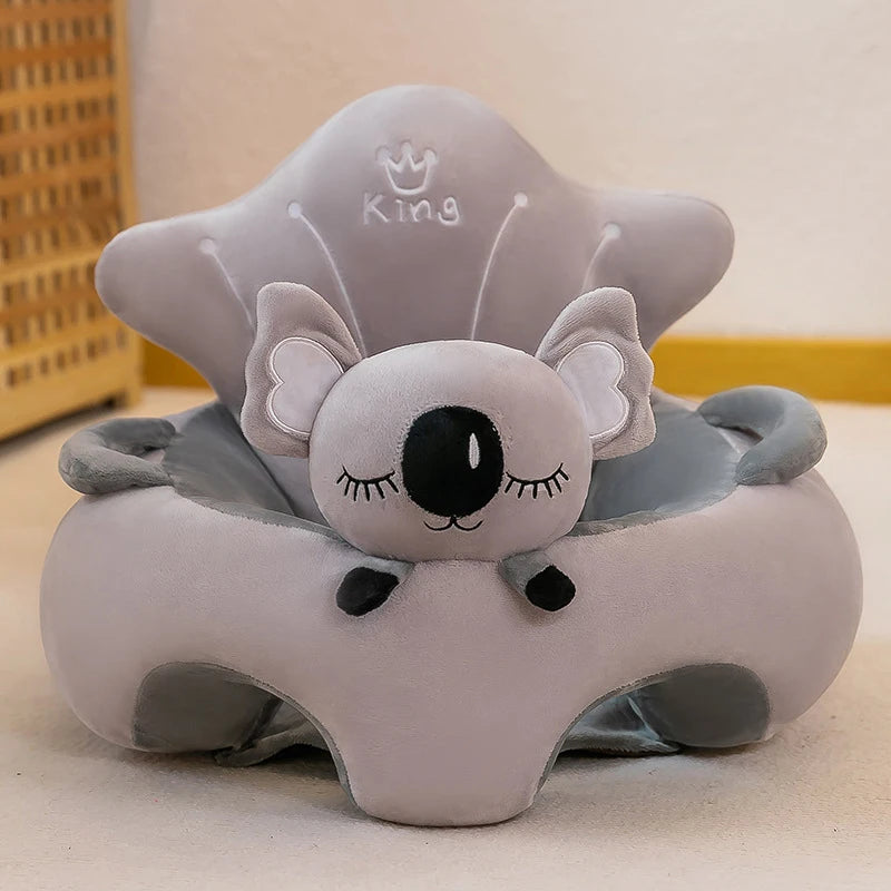 Babies Upholstered Super Soft Velvet Cartoon Animals Faces Learning To Sit Comfortable Plush Chairs/Ages: Fits 3 Months-2 Years Old/No Filling/Colors-Animals Multicolor