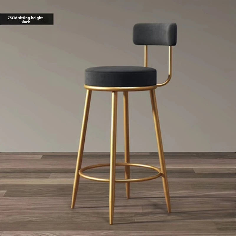 Nordic Iron Framed Low Backrest Upholstered Velvet Armless Bar Stools/Colors- Blue/Green/Black/White/Pink/Gold