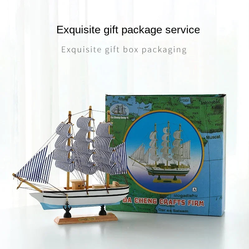 Wood/Fabric Nautical Sailboat Models/Colors-White/Black/Blue