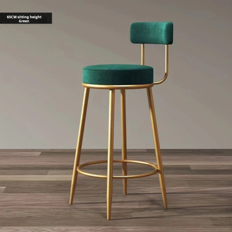 Nordic Iron Framed Low Backrest Upholstered Velvet Armless Bar Stools/Colors- Blue/Green/Black/White/Pink/Gold