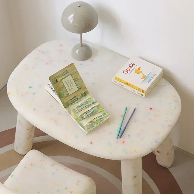 Toddlers Size Oval Shape Plastic White Table Colorful Chairs Set/Colors-White/Blue/Orange/Green/Assembly Required