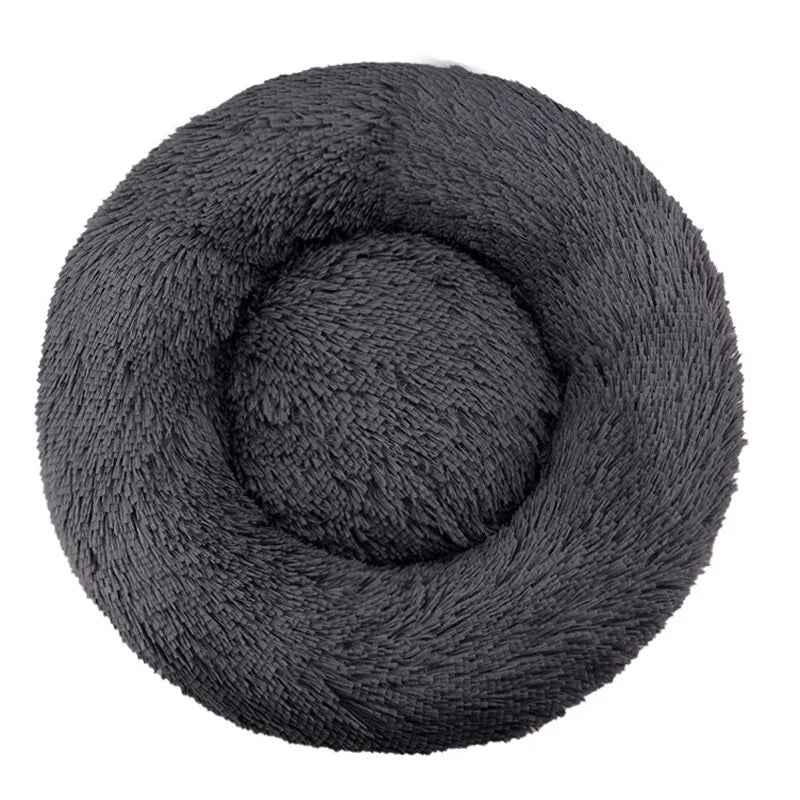 Cats-Dogs Round Washable Soft Cotton Lining Warm Plush Anti-Slip-Waterproof Bottom Beds /Colors-Gray/Dark Gray/Brown/White/ Pink/Tie Dyed/Light Apricot/Coffee/6 Sizes To Choose