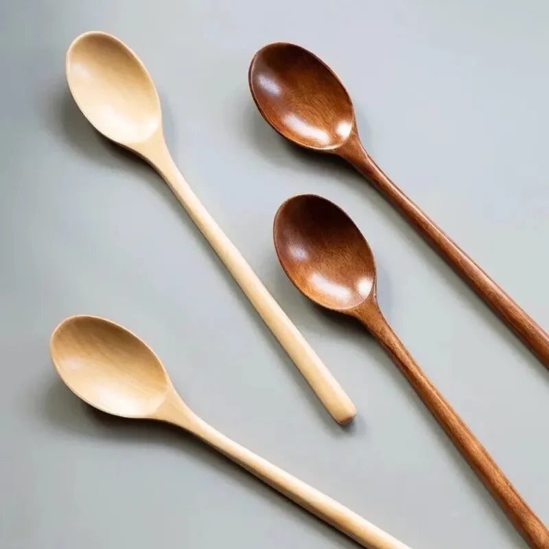 Kitchen 5-6 PCS Set Nanmu Japanese Style Brown Solid Wood Spoons