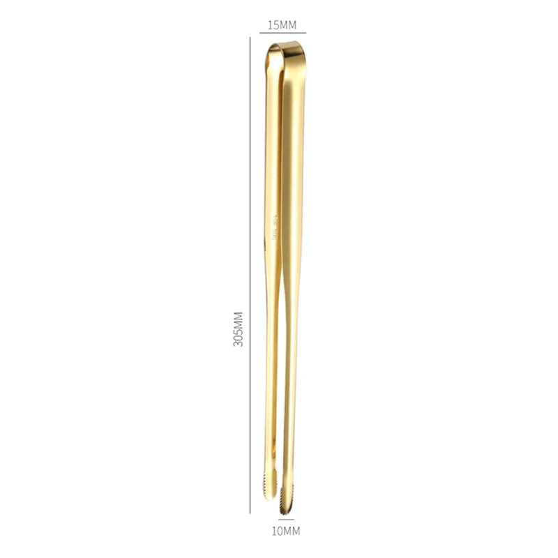 Kitchen Durable Stainless Steel BBQ Cooking Tongs/Colors-Gold/Black/Silver