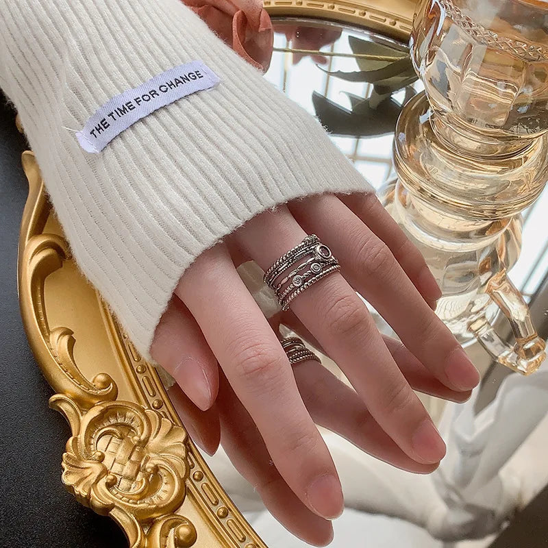 New in 925 Sterling Silver Retro Irregular Adjustable Rings For Women Wedding Luxury Jewelry Accessories Jewellery Moneys 925