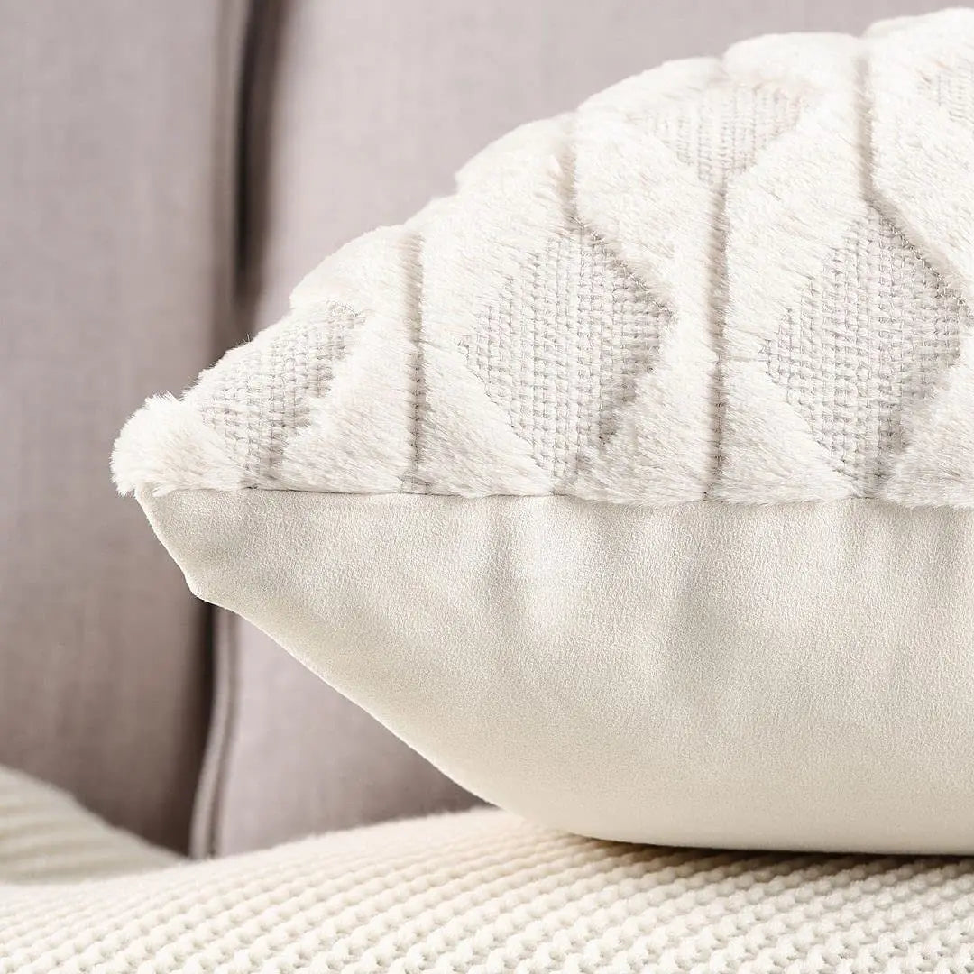 Rectangle White 100% Polyester Plush Embroidered Soft Sofa Throw Pillow COVERS