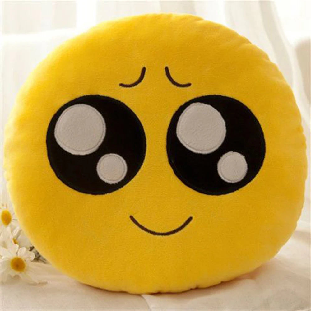Yellow Polyester Cartoon Emoji Funny Soft Throw Pillows/Cotton Filling