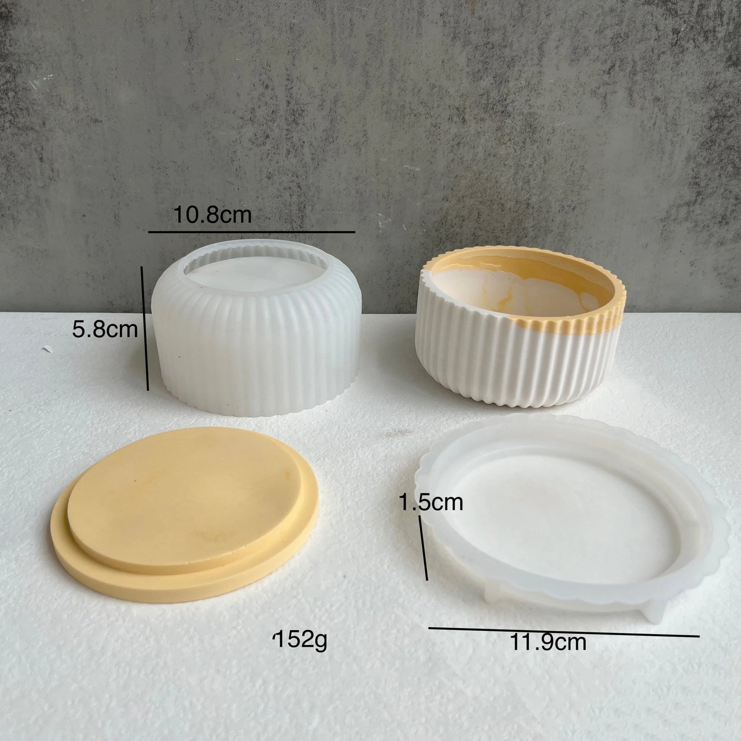 UDOCOOL Universal ALL AGES DIY Handmade Round Striped Candle Jar Container Milky White Silicone Craft Molds Candle Making Kits