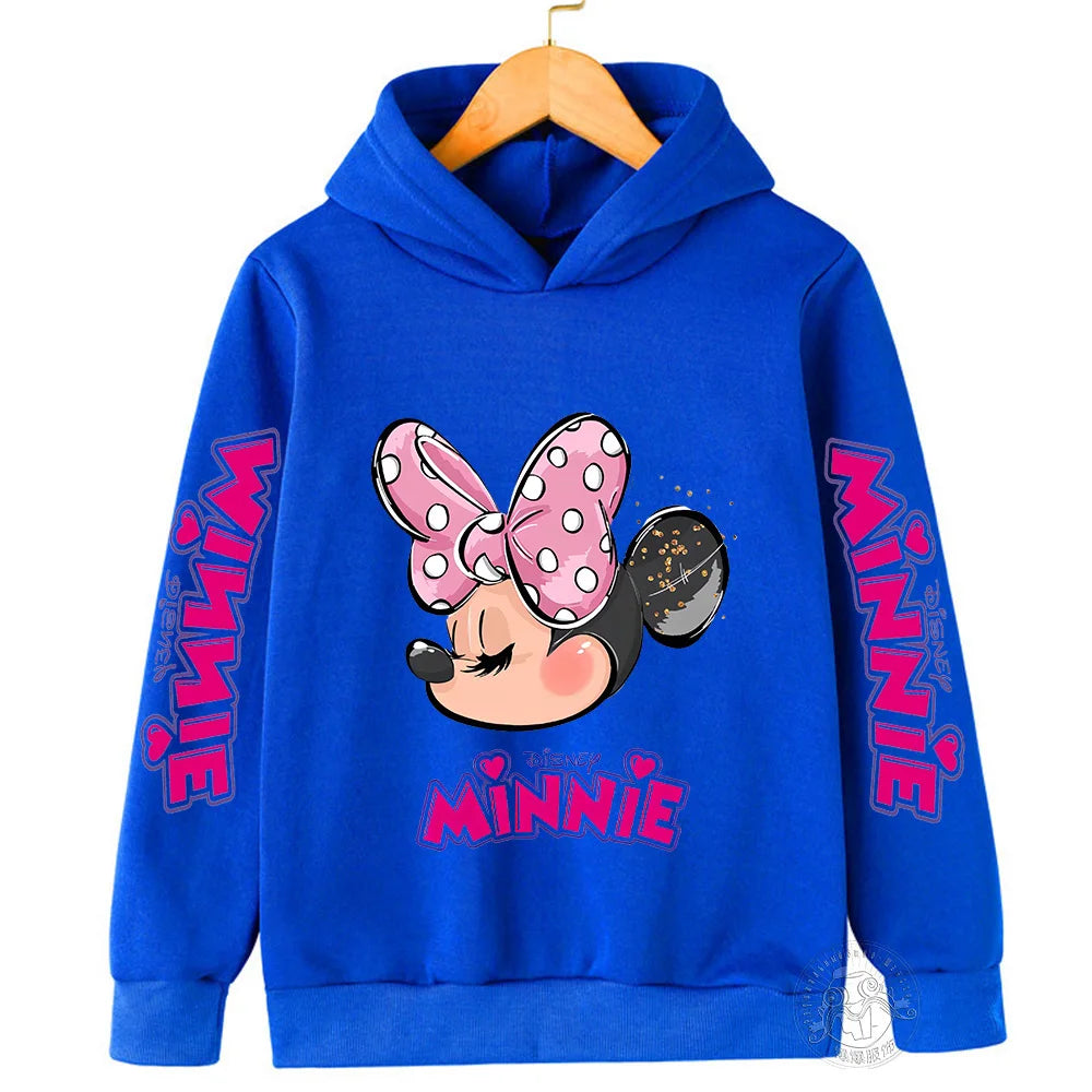 Child's Unisex Long-Sleeved Pullover Disney Minnie Polyester Winter Hoodies/No Head Pullcord/Colors-Pink/Red/Blue/Black/Gray/Yellow/White/Multicolor/Ages: 3-14 Years Old/Kids Sizes: 100/110/120/130/140/150/160