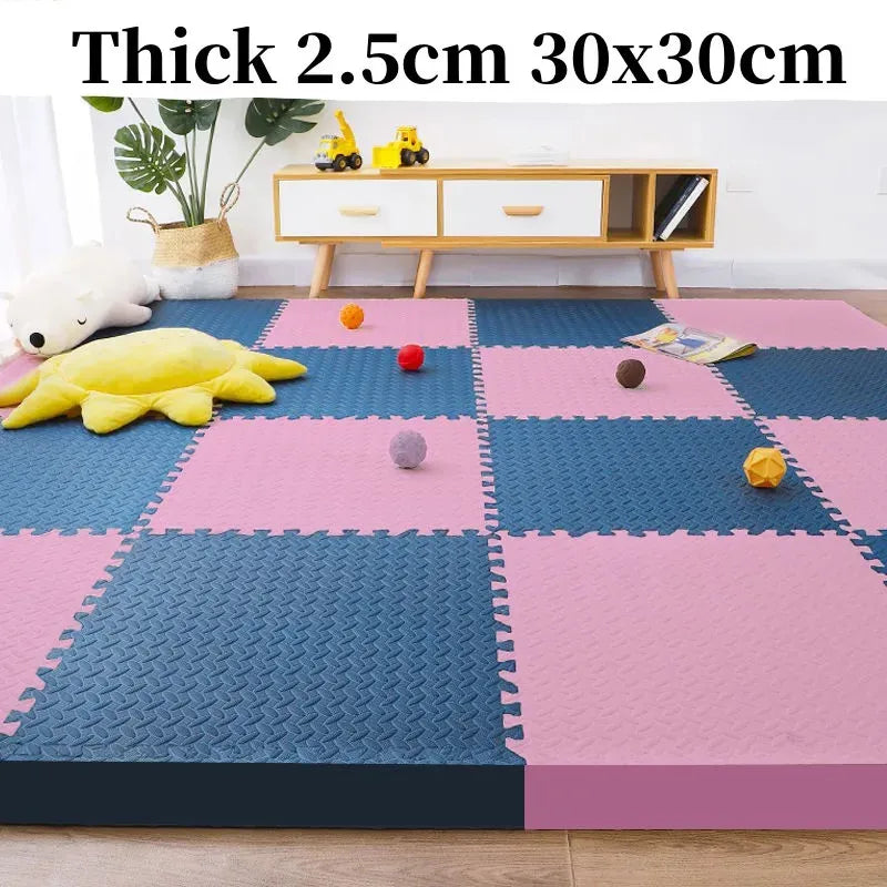 Tatame Babies 6 PCS Set Thick Strong Cuttable Elastic Split Interlocking Foam Joint Anti-Slip Bottom Playroom Floor Mats/Colors-Multicolor/Pink/Gray/White/Purple/Beige/Geometric