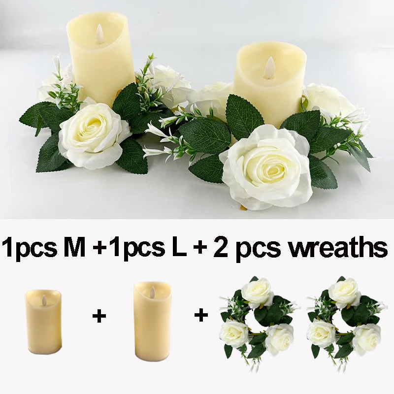 2 PCS Set Plastic Large Ivory Round LED Electronic Wax Warm Glowing Flameless Candles/3-AAA Batteries Not Included/ /Bulbs Not Included