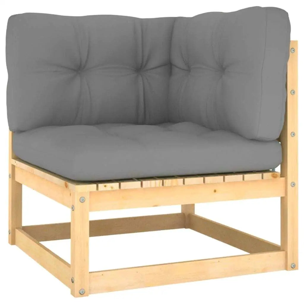 Stylish Outdoor 9-Piece Solid Pine Wood Patio Lounge Set / 100 % Polyester Cushions/Colors- Gray/Brown/