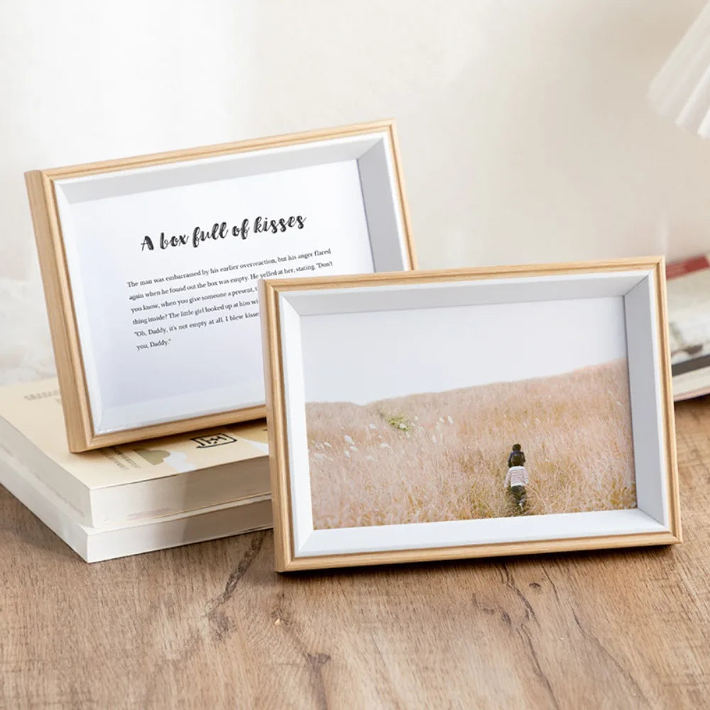 Wooden Rectangle Picture Frame Stand/Colors-Beige/Brown/Gold/Sizes: 5,6,7,8,10 inches