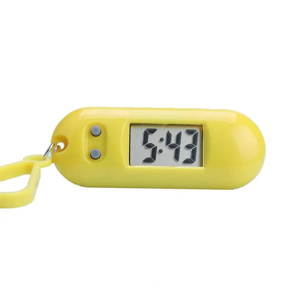 Universal All Ages Rectangle ABS Arabic Numeral Markers Luminous Display Electronic Clock Silent LCD Digital Portable Pocket Watch Keychains/Colors-Black/White/Pink/Orange/Yellow/Green