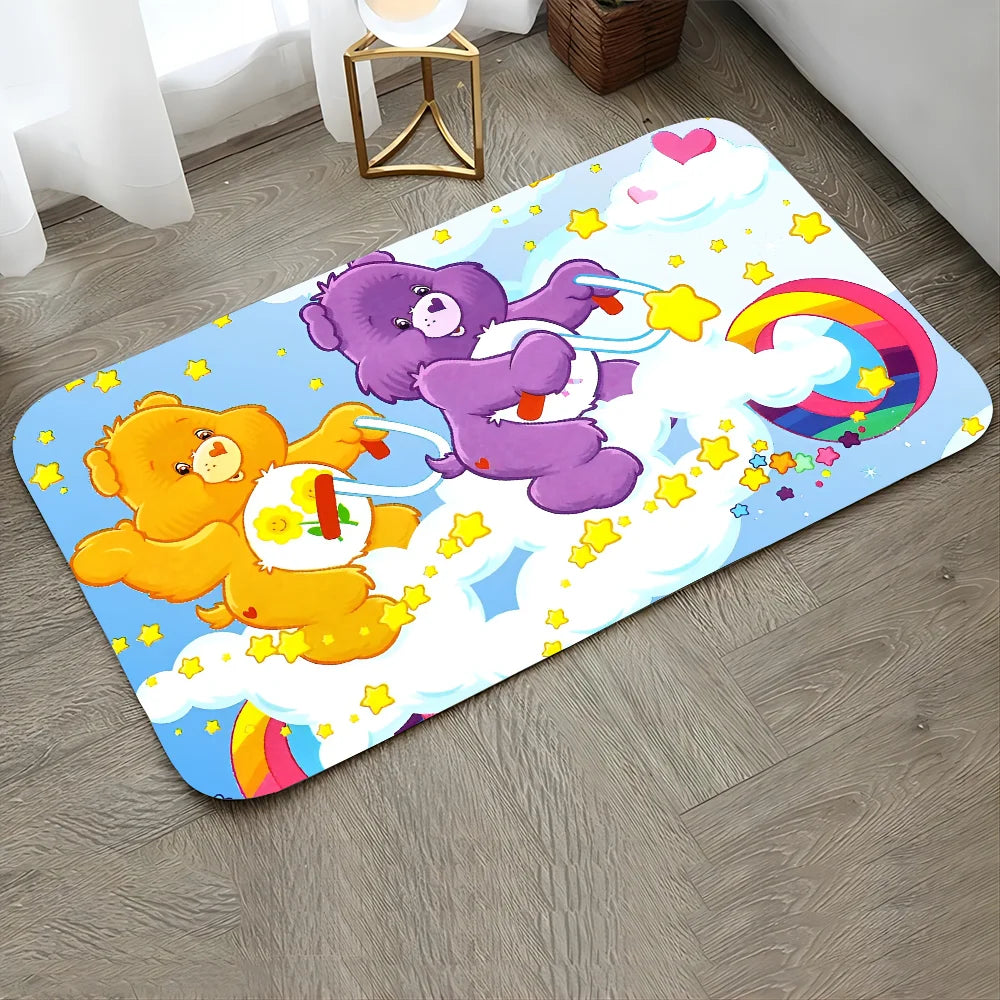 Non-Slip Fade Resistant Care Bears Theme Nylon Rectangle Floor Mats/Colors-Pink/Blue/Multicolor