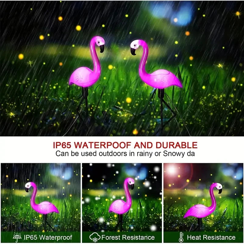 1 Pc Outdoor Solar Lights Flamingo Garden Led Stake Light Pathway Lawn Yard Landscape Halloween Christmas Decorative Lights