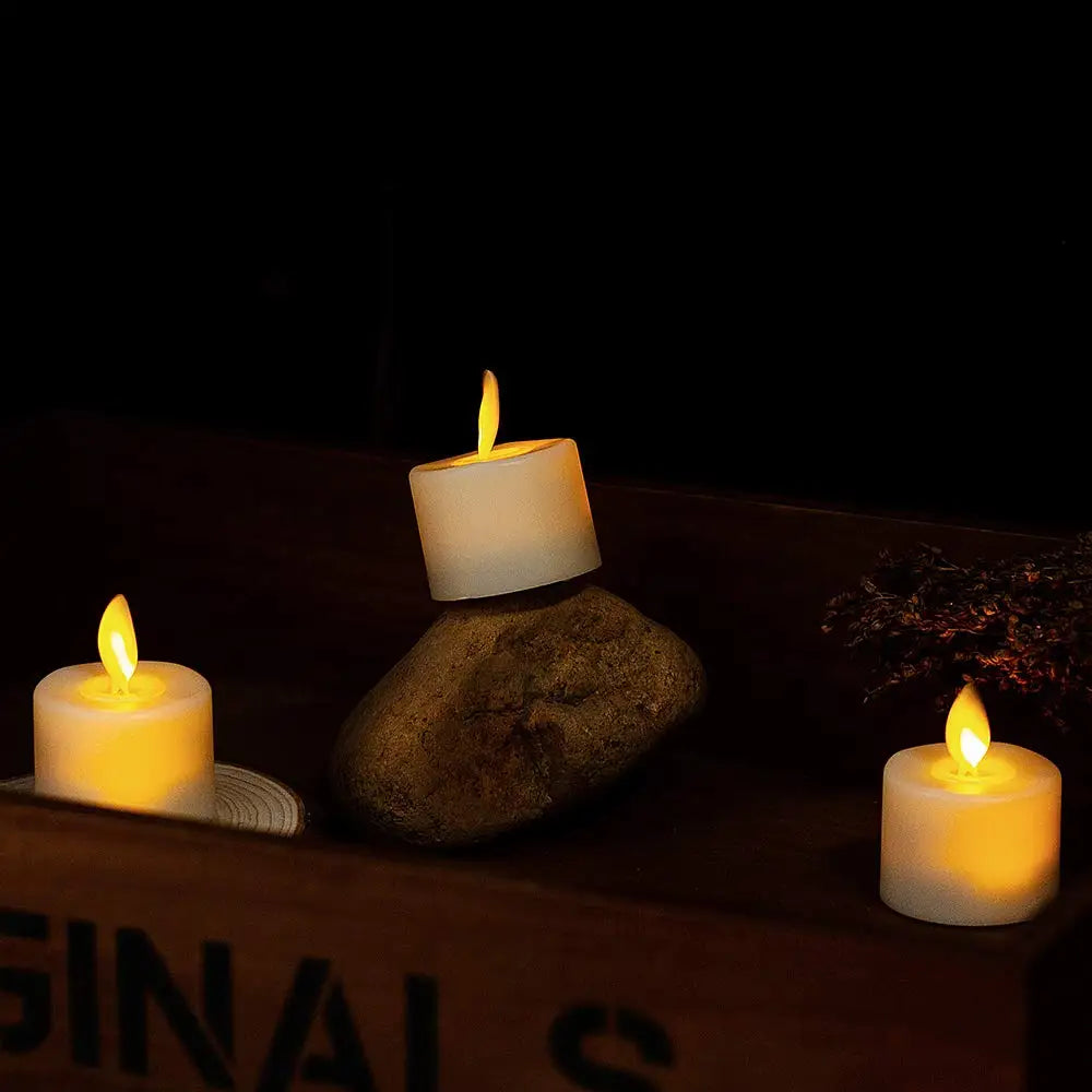 4-12 PCS Set Beige LED Realistic Plastic Flameless Electronic Moving Wick Round Pillar Candles/Including CR2032 Button Battery Each Candle /Battery Life: About 24-48 hours