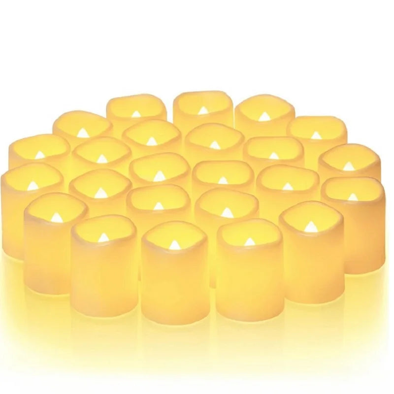 Flameless Flickering Plastic LED Electronic Small Tealight Candles/ 2-AC10 Battery Included/On-Off Switch/Colors-White/Yellow
