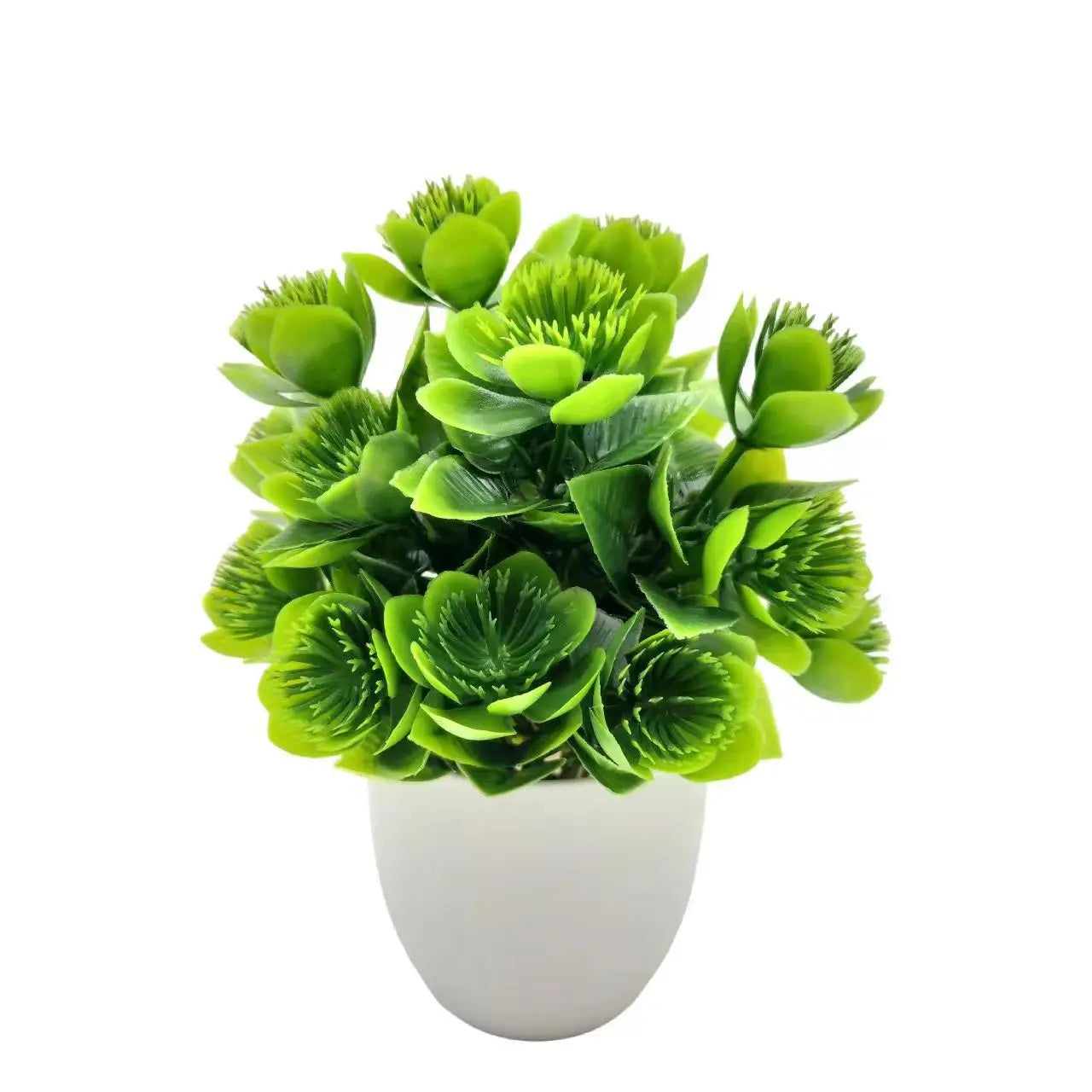 Indoor Mini Green Artificial Floral Bonsai Ardisia Spring Grass Pine Needle Non-Flowering Plant-Plastic Rectangle Pot