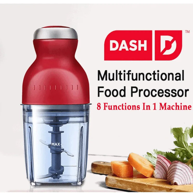 DASH Kitchen 8 Functions In 1 Multifunctional Food Processors/Equipped With 5 Accessories/300 Watts/Voltage: 220V 50Hz/Stain Steel Blades/Colors-Red/Beige