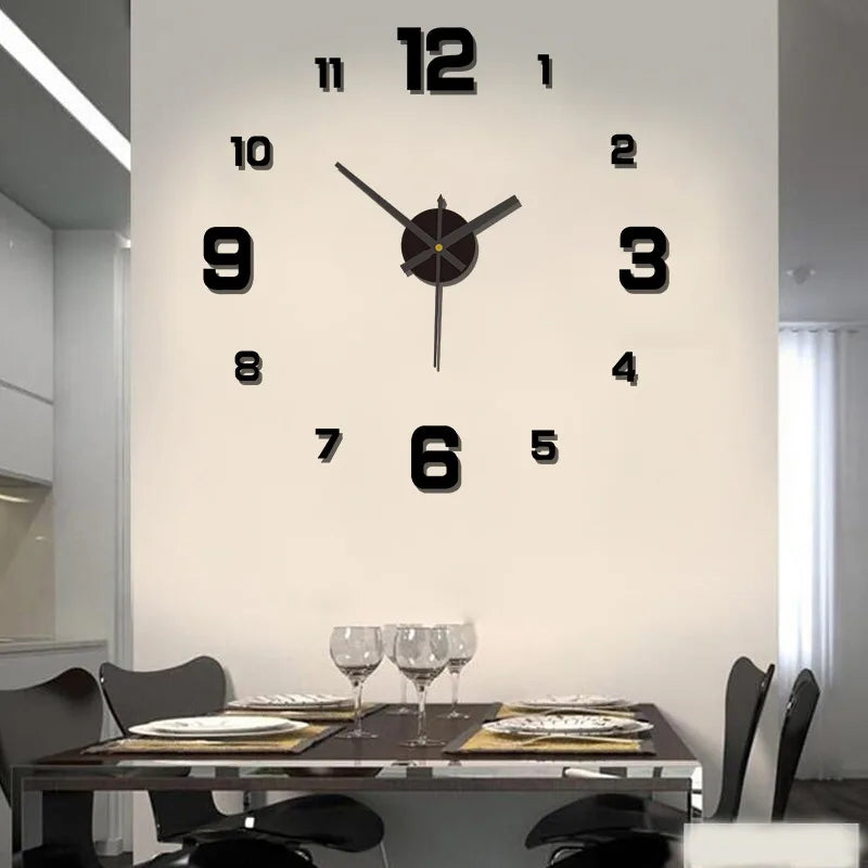 3D Large Numbers Frameless Acrylic Mirror DIY Quartz Digital Wall Clock Stickers/Number 5 Battery/Battery Not Included/Colors-Black/Gold/Red/Silver