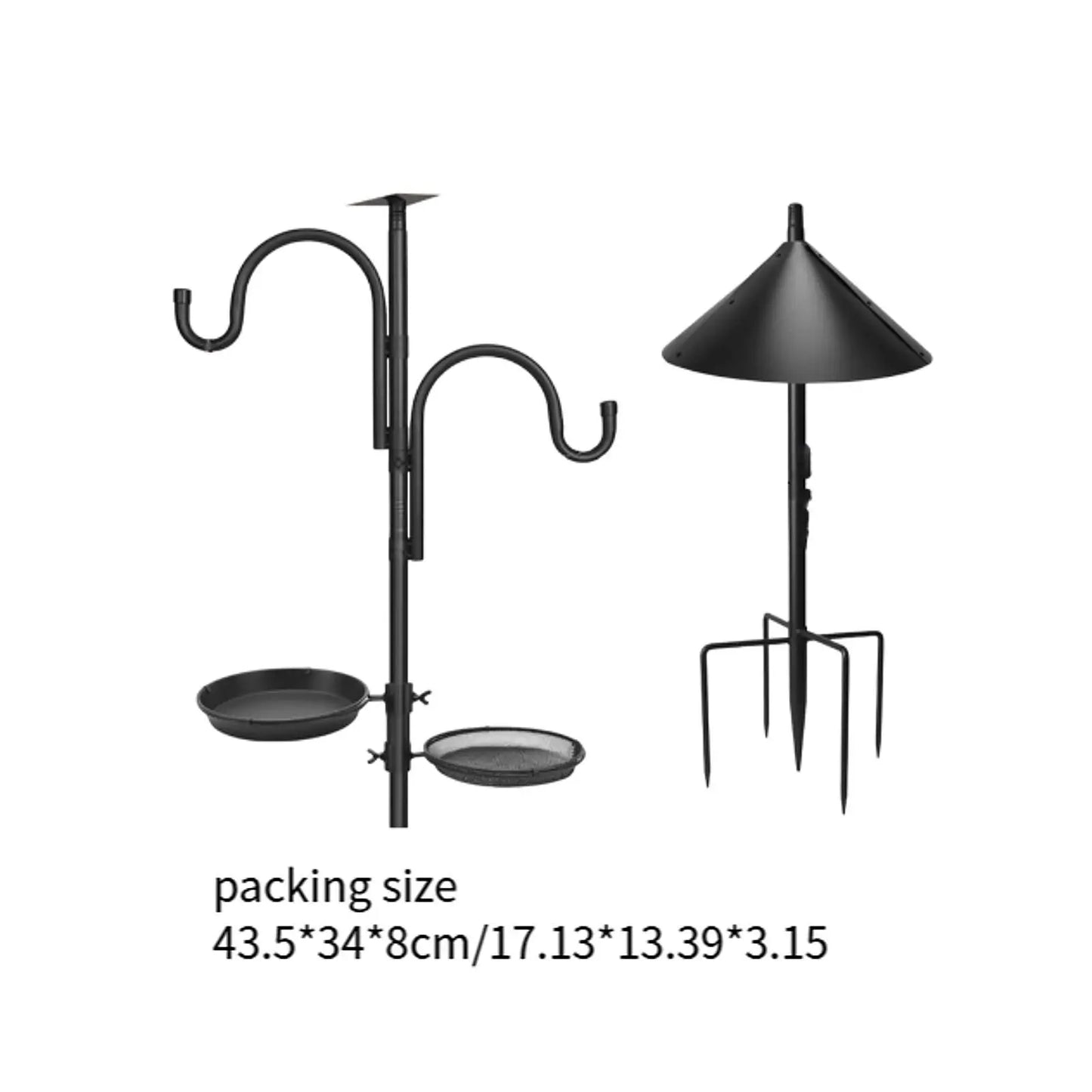KESOTO Outdoor Rust-Resistant Black Iron Metal Stainless Steel Coated-2 Birdhouse Brackets-3 Squirrel Proof Guards-2 Bird Feeding Plate-2 Hooks-7 Light Stand Station Stake Feeder Poles/1 Pack Accessories