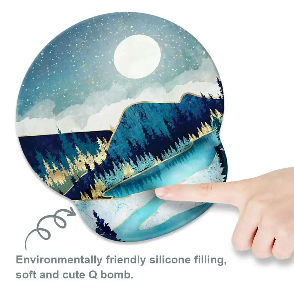 Unisex Customized Soft Non-Slip Rubber Base Wrist Rest Support Gaming Non-Toxic Laptop-Computer Mouse Pads/Colors-Blue/White