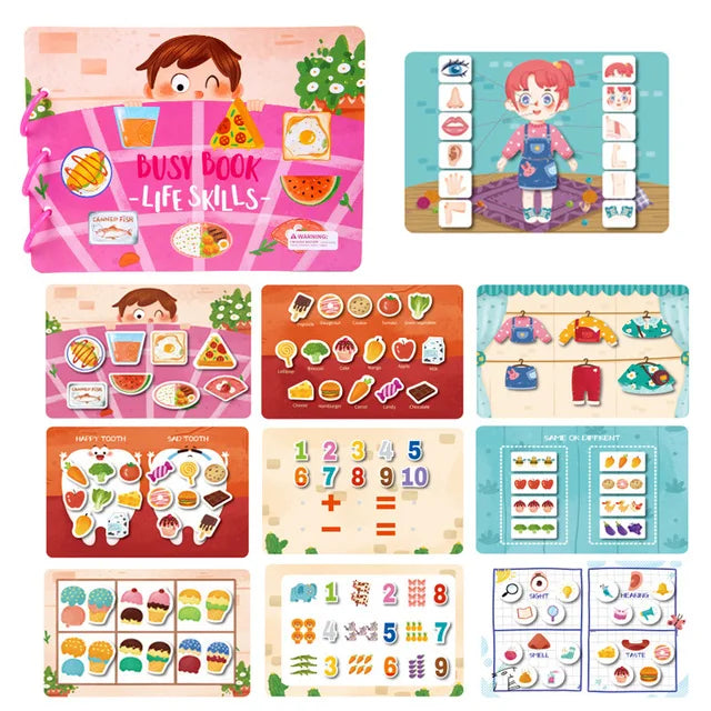 Montessori Kids Plastic Felt Fabric My First Quiet Busy Cardboard Early Education Matching Games Book /Ages: 3-Years-School-Age Older/ 15 Pages Book-30 Pages Book