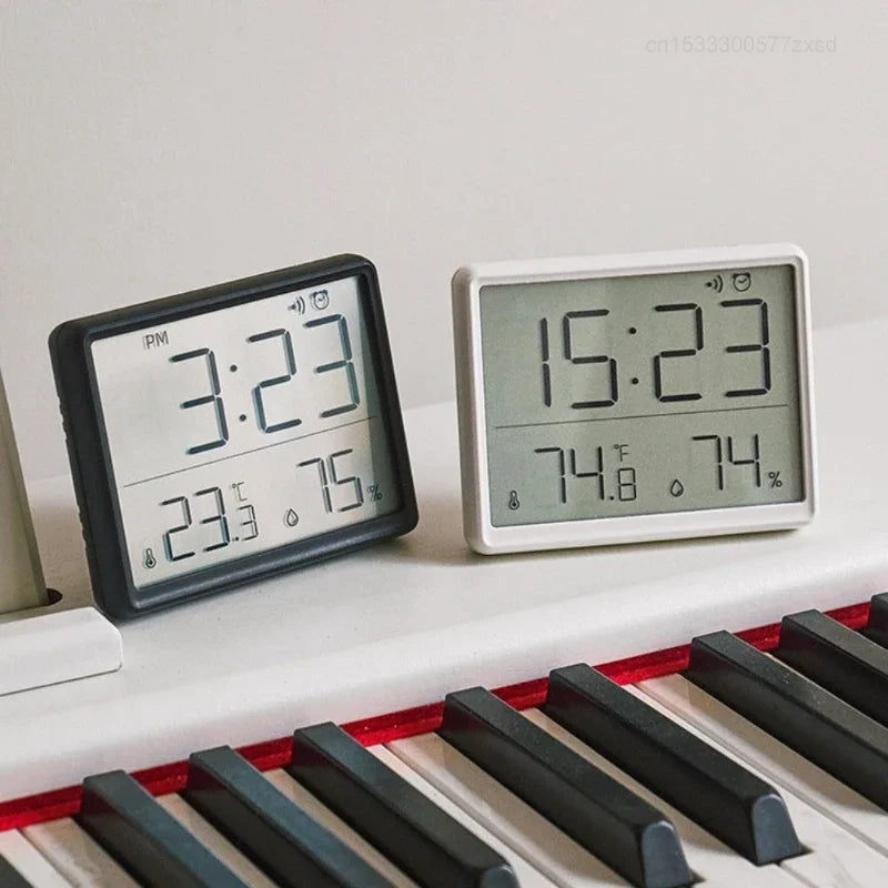 Xiaomi Automatic Rectangle Indoor Sensor Clock Multifunction Thermometer-Hygrometric Electronic Temperature-Humidity Levels Wall Monitor Clocks/Colors-White/Black