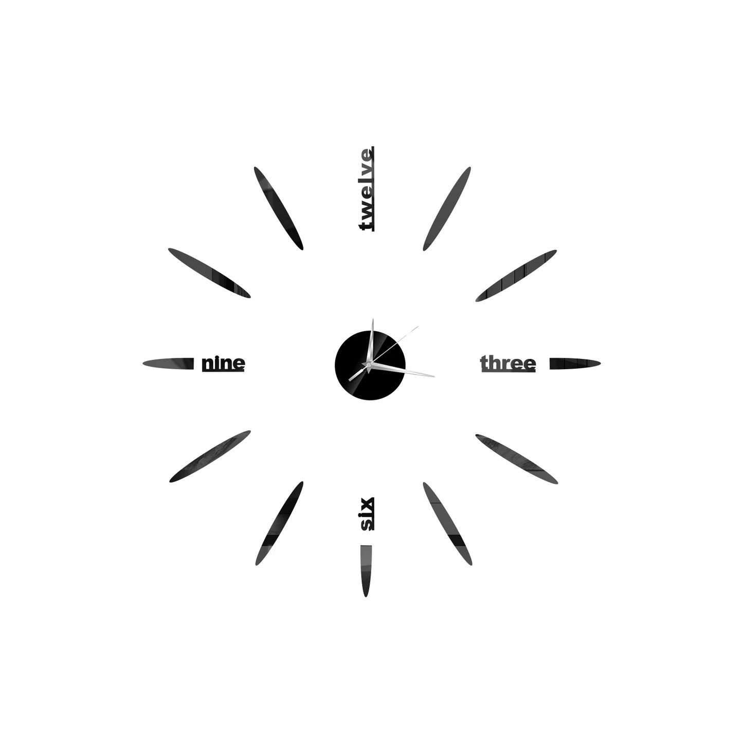 Self-Adhesive Waterproof Vapor-Proof Non-Toxic Safe Acrylic 3D Mirror Wall Clock Decals/Colors-Black/Silver/Gold