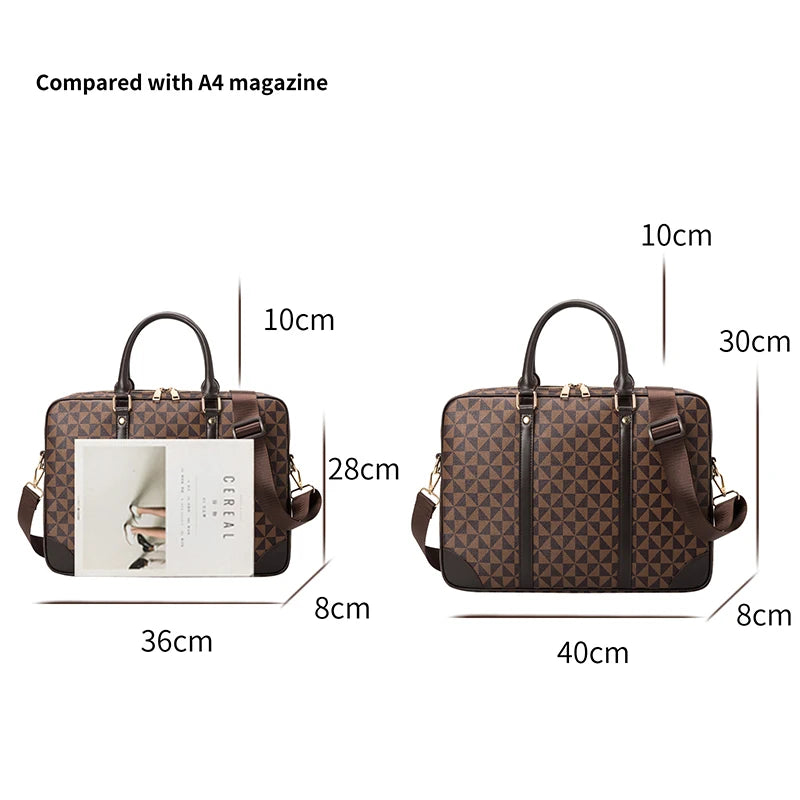Men Leather Zipper Briefcase Built-In Laptop Compartment Polyester Bags /Shoulder Straps/Soft Handles/Slit Internal Pockets/Colors-Black/Brown