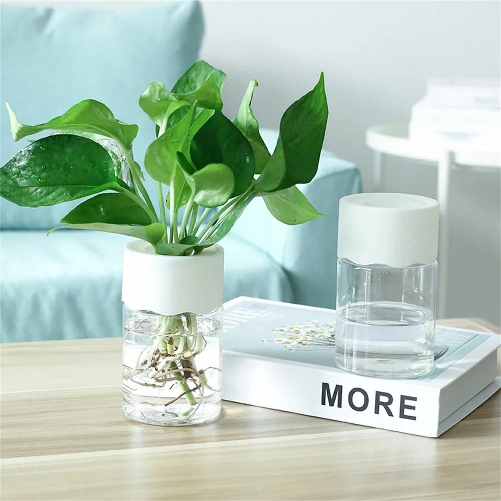 Plastic Transparent Imitation Glass Mini Hydroponic Flower Vases/Colors-White/Clear