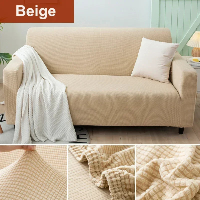 L-Shaped Jacquard Polyester Fabric Fall-Winter Elastic Stretch Sofa Covers /Colors-Gray/Beige/Geometric/Green/Red