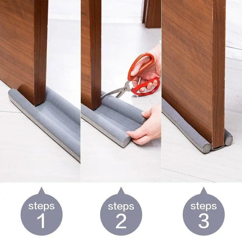 2 PCS Set Non-Adhesive Cuttable Flexible Under Door Round Foam Seal Strips/Colors-Gray/Brown/Black
