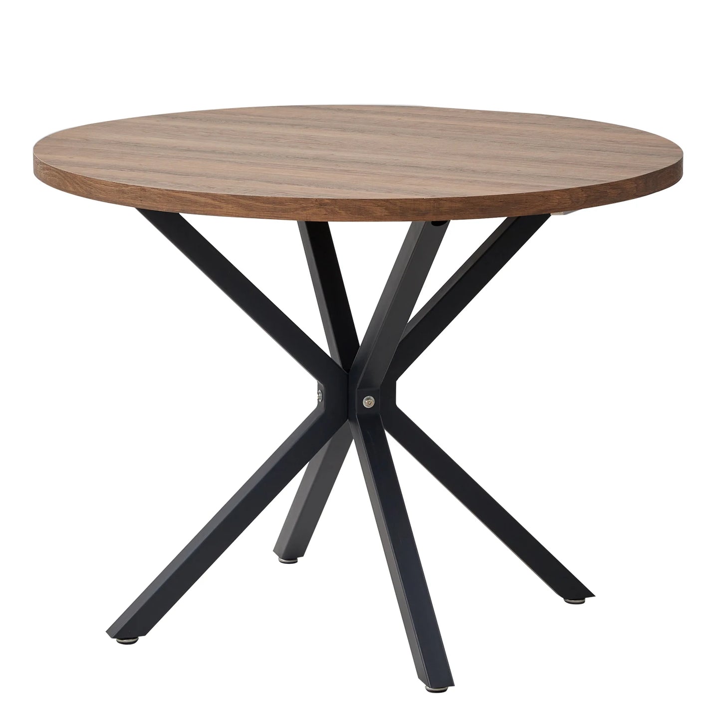 2-4 Seat EGOONM Nordic Round Solid Wood Top Small Dining Table w/ X-Shape Steel Frame/No Chairs/Colors-Dark Brown/Light Brown